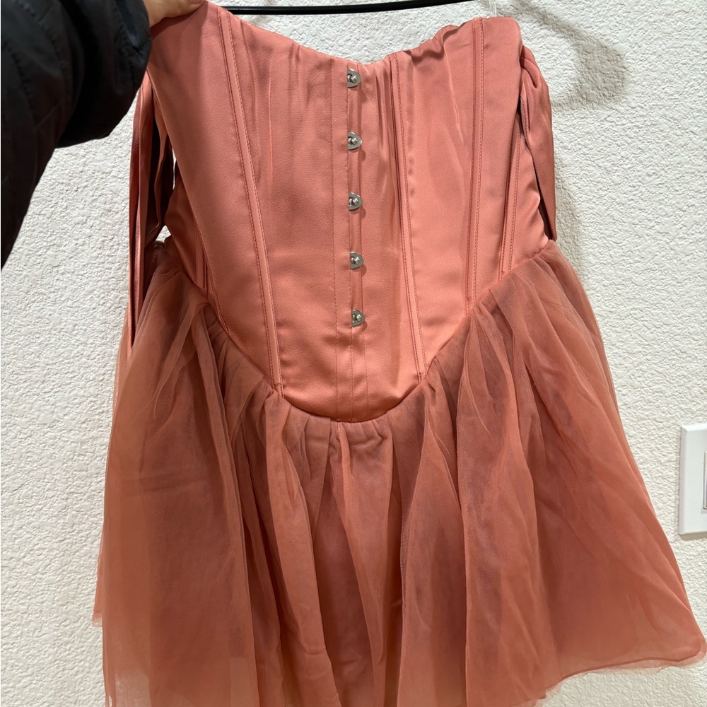 Oh Polly Corset Mini Dress • Size 12 • Terracotta, NWT • - Picture 2 of 3